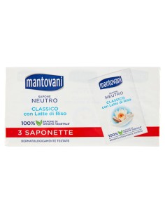 mantovani sapone neutro classico con latte di riso - 3 saponette da 90g: tuttocasashop.it: igiene e cura della persona