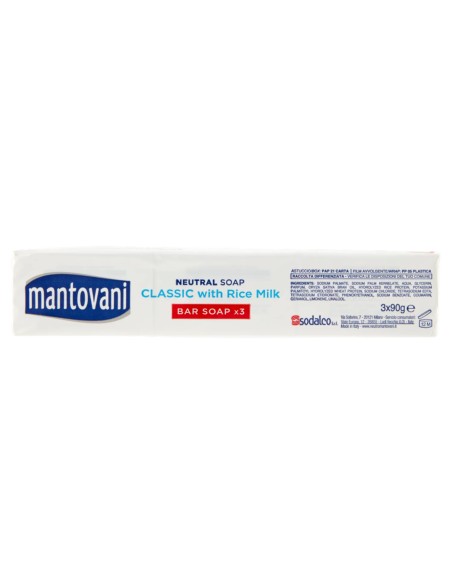 mantovani sapone neutro classico con latte di riso - 3 saponette da 90g: tuttocasashop.it: igiene e cura della persona