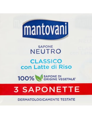 mantovani sapone neutro classico con latte di riso - 3 saponette da 90g: tuttocasashop.it: igiene e cura della persona