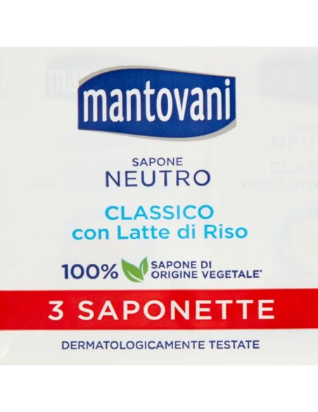 mantovani sapone neutro classico con latte di riso - 3 saponette da 90g: tuttocasashop.it: igiene e cura della persona