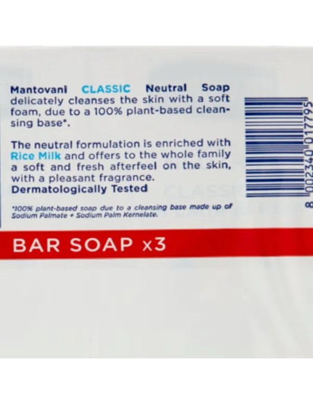 mantovani sapone neutro classico con latte di riso - 3 saponette da 90g: tuttocasashop.it: igiene e cura della persona
