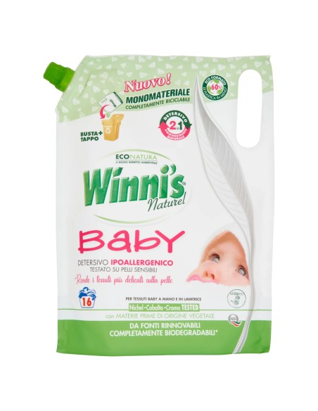winni's baby detersivo ipoallergenico - 16 lavaggi - 800ml - ecoricarica: tuttocasashop.it: prodotti per bucato e tessuti
