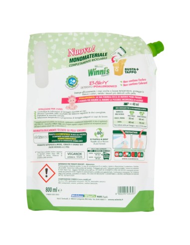 winni's baby detersivo ipoallergenico - 16 lavaggi - 800ml - ecoricarica: tuttocasashop.it: prodotti per bucato e tessuti