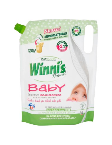 winni's baby detersivo ipoallergenico - 16 lavaggi - 800ml - ecoricarica: tuttocasashop.it: prodotti per bucato e tessuti