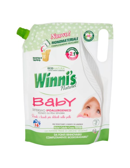 winni's baby detersivo ipoallergenico - 16 lavaggi - 800ml - ecoricarica: tuttocasashop.it: prodotti per bucato e tessuti