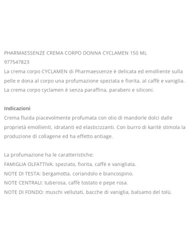 pharma essenze crema corpo - 150ml - cyclamen pour femme: tuttocasashop.it: igiene e cura della persona