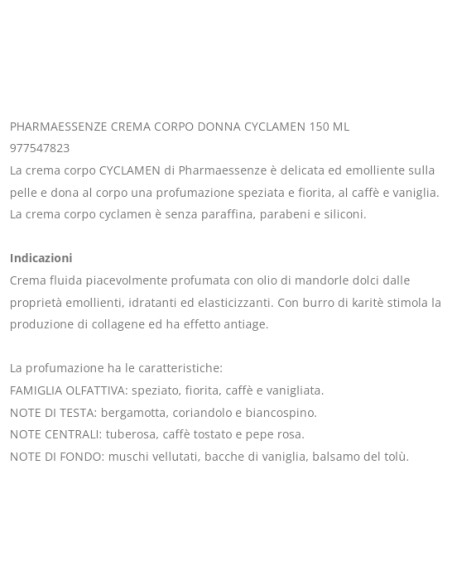 pharma essenze crema corpo - 150ml - cyclamen pour femme: tuttocasashop.it: igiene e cura della persona