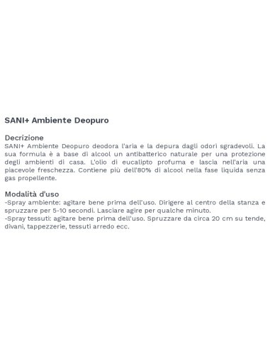 sani+ deopuro 250ml - deodora e depura l'aria con antibatterico naturale: tuttocasashop.it: pulizia e cura della casa