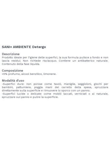 sani+ detergo - 250ml - pulisce ed igienizza le superfici - antibatterico: tuttocasashop.it: pulizia e cura della casa
