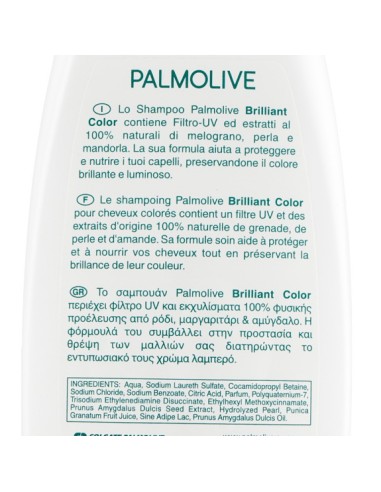 palmolive shampoo 350ml - capelli colorati - brilliant color: tuttocasashop.it: igiene e cura della persona