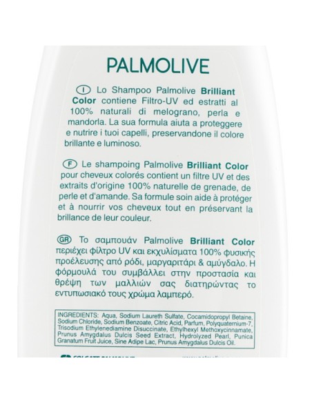 palmolive shampoo 350ml - capelli colorati - brilliant color: tuttocasashop.it: igiene e cura della persona