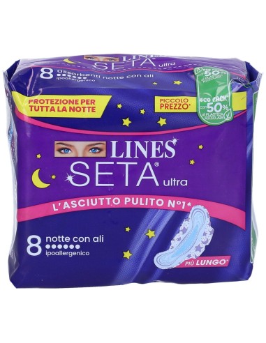 lines seta ultra assorbenti - 8 pezzi - notte con ali: tuttocasashop.it: igiene e cura della persona