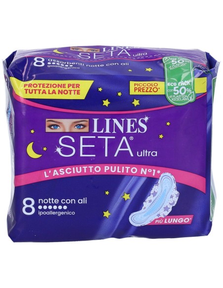 lines seta ultra assorbenti - 8 pezzi - notte con ali: tuttocasashop.it: igiene e cura della persona