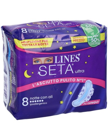 lines seta ultra assorbenti - 8 pezzi - notte con ali: tuttocasashop.it: igiene e cura della persona