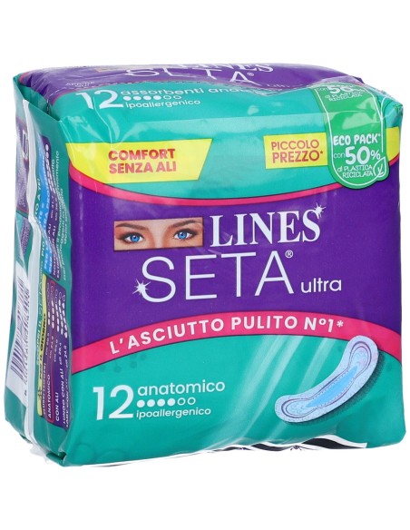lines seta ultra assorbenti - 12 pezzi - anatomico - verde: tuttocasashop.it: igiene e cura della persona