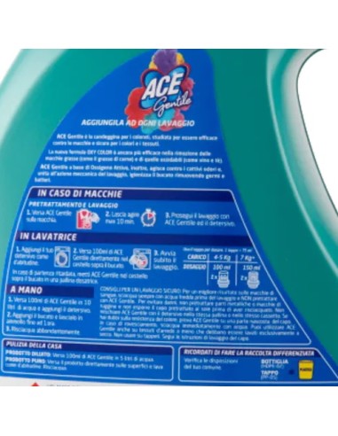 ace gentile candeggina delicata 2300ml oxy color - lavanda e muschio bianco: tuttocasashop.it: prodotti per bucato e tessuti