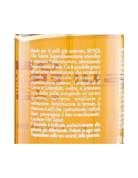 seysol olio solare superabbronzante 200ml - intensifica l'abbronzatura: tuttocasashop.it: igiene e cura della persona