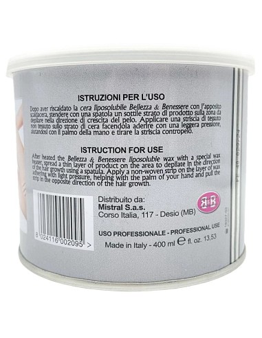 b&b bellezza benessere cera depilatoria liposolubile 400ml - zinco: tuttocasashop.it: igiene e cura della persona