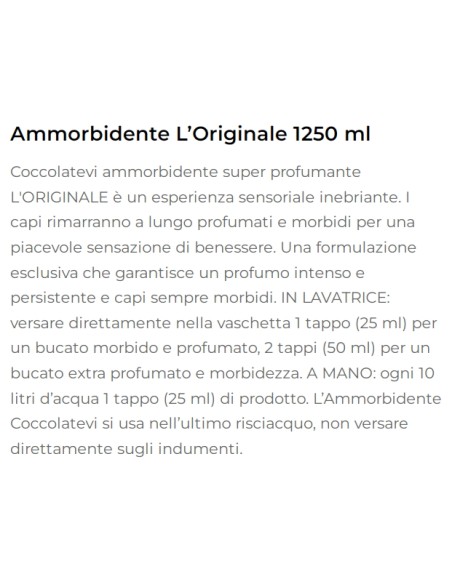 coccolatevi ammorbidente concentrato 50 lavaggi - 1250ml - original: tuttocasashop.it: prodotti per bucato e tessuti