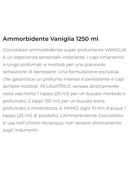coccolatevi ammorbidente concentrato 50 lavaggi - 1250ml - vaniglia: tuttocasashop.it: prodotti per bucato e tessuti