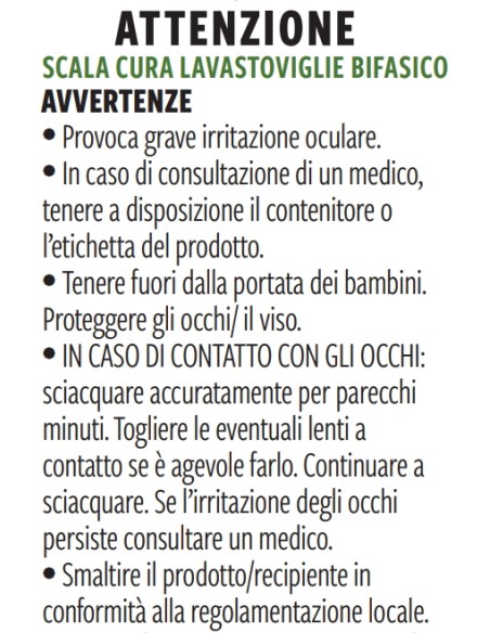 scala curalavastoviglie bifasico - 250ml - igienizzante 6 azioni in 1: tuttocasashop.it: pulizia e cura della casa