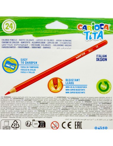 carioca tita colori a matita - 24 pastelli - colori brillanti: tuttocasashop.it: altro - bazar