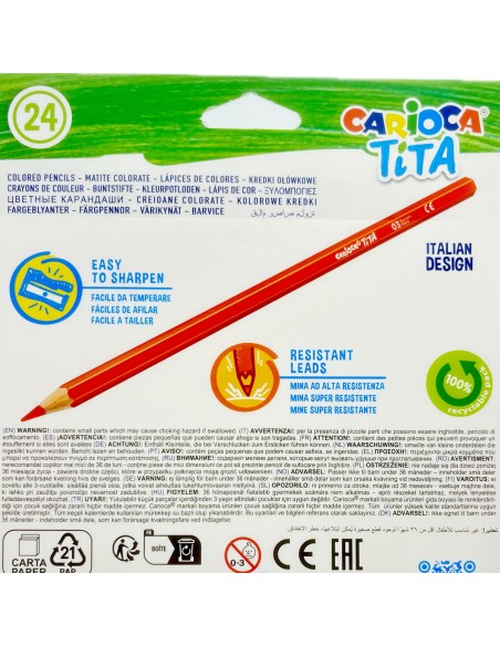 carioca tita colori a matita - 24 pastelli - colori brillanti: tuttocasashop.it: altro - bazar