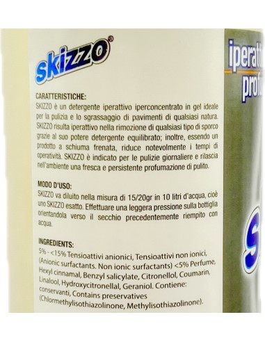 skizzo detergente pavimenti iperattivo profumato 1 litro - 60 dosi - bianco: tuttocasashop.it: pulizia e cura della casa