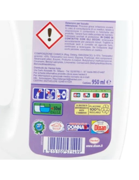 dixan detersivo lavatrice liquido 19 lavaggi - 950ml - lavanda: tuttocasashop.it: prodotti per bucato e tessuti