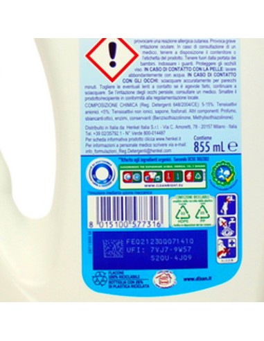 dixan detersivo lavatrice liquido 19 lavaggi - 855ml - pulito & igiene: tuttocasashop.it: prodotti per bucato e tessuti