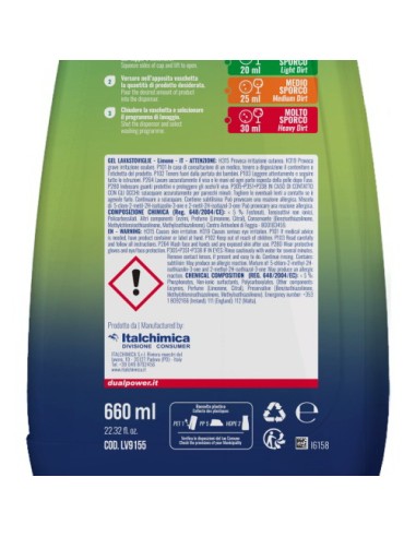 dual power detersivo gel lavastoviglie - 660ml 33 lavaggi - limone: tuttocasashop.it: pulizia e cura della casa