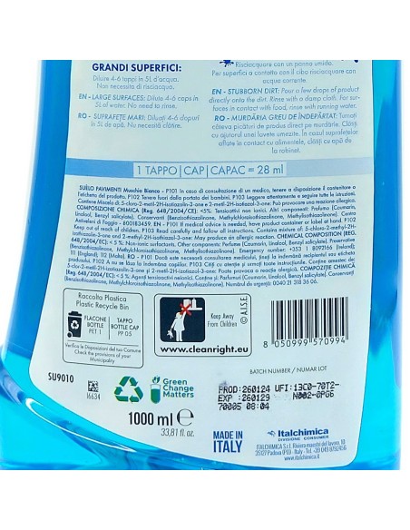 suelo pavimenti detergente lavapavimenti - 1 litro - muschio bianco: tuttocasashop.it: pulizia e cura della casa