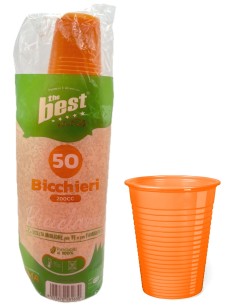 the best 50 bicchieri monouso in plastica - 200cc - arancio: tuttocasashop.it: carta & monouso