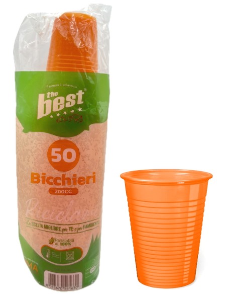 the best 50 bicchieri monouso in plastica - 200cc - arancio: tuttocasashop.it: carta & monouso