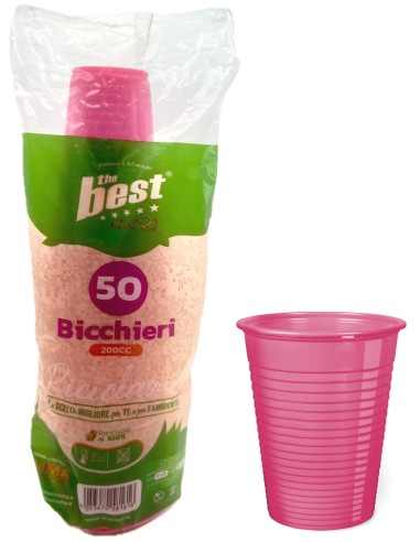 the best 50 bicchieri monouso in plastica - 200cc - fucsia: tuttocasashop.it: carta & monouso