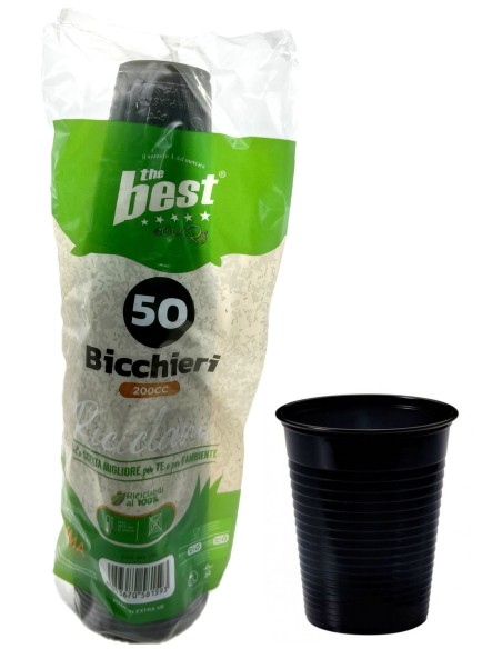the best 50 bicchieri monouso in plastica - 200cc - nero: tuttocasashop.it: carta & monouso