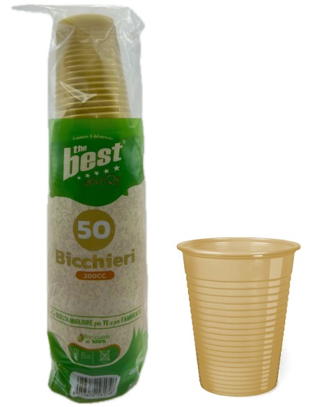 the best 50 bicchieri monouso in plastica - 200cc - oro: tuttocasashop.it: carta & monouso