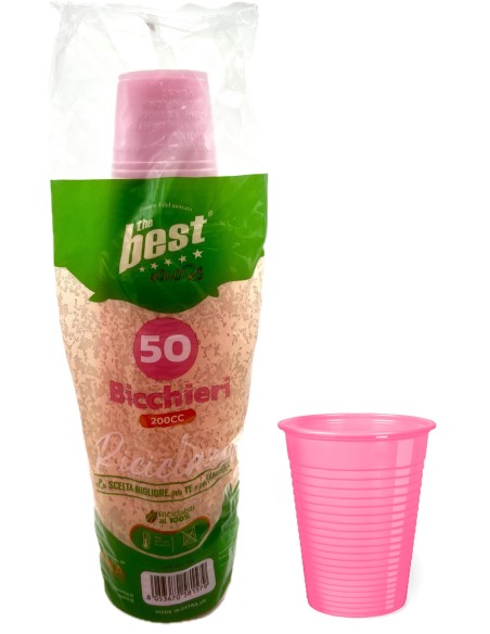the best 50 bicchieri monouso in plastica - 200cc - rosa: tuttocasashop.it: carta & monouso