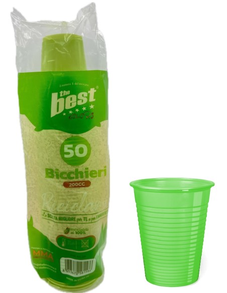 the best 50 bicchieri monouso in plastica - 200cc - verde: tuttocasashop.it: carta & monouso