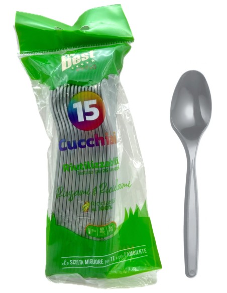 the best 15 cucchiai monouso in plastica - 17cm - argento: tuttocasashop.it: carta & monouso