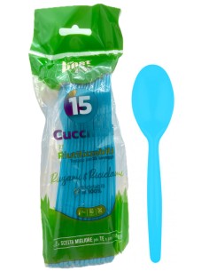 the best 15 cucchiai monouso in plastica - 17cm - azzurro: tuttocasashop.it: carta & monouso