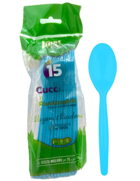 the best 15 cucchiai monouso in plastica - 17cm - azzurro: tuttocasashop.it: carta & monouso