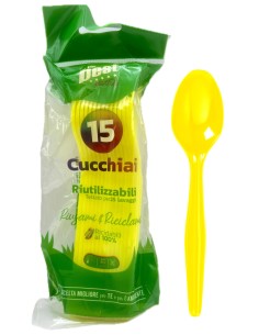 the best 15 cucchiai monouso in plastica - 17cm - giallo: tuttocasashop.it: carta & monouso
