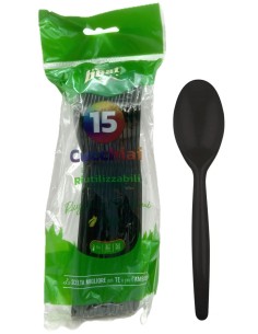 the best 15 cucchiai monouso in plastica - 17cm - nero: tuttocasashop.it: carta & monouso