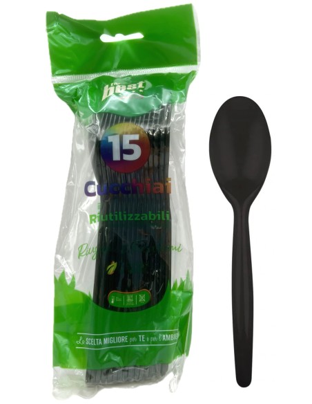 the best 15 cucchiai monouso in plastica - 17cm - nero: tuttocasashop.it: carta & monouso