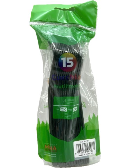 the best 15 cucchiai monouso in plastica - 17cm - nero: tuttocasashop.it: carta & monouso
