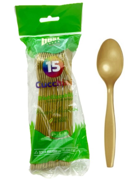 the best 15 cucchiai monouso in plastica - 17cm - oro: tuttocasashop.it: carta & monouso