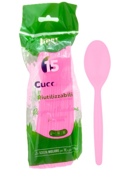 the best 15 cucchiai monouso in plastica - 17cm - rosa: tuttocasashop.it: carta & monouso