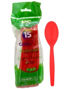 the best 15 cucchiai monouso in plastica - 17cm - rosso: tuttocasashop.it: carta & monouso