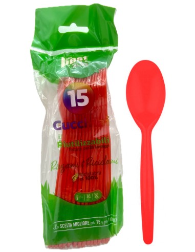 the best 15 cucchiai monouso in plastica - 17cm - rosso: tuttocasashop.it: carta & monouso